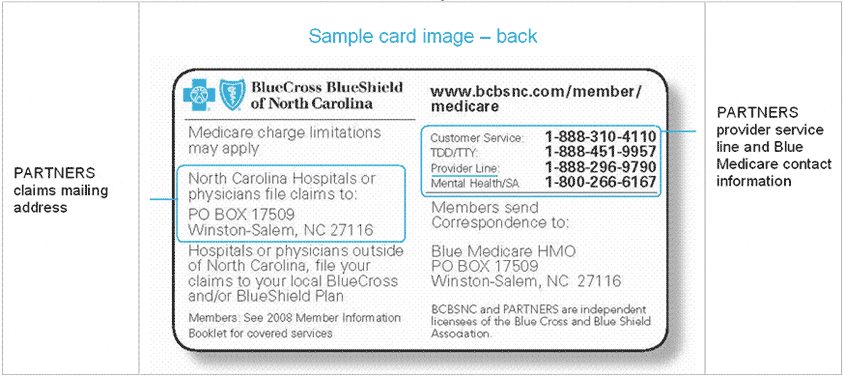 card blue medicare claims health address cards partners bcbsnc information services providers claim submission mailing identification member care