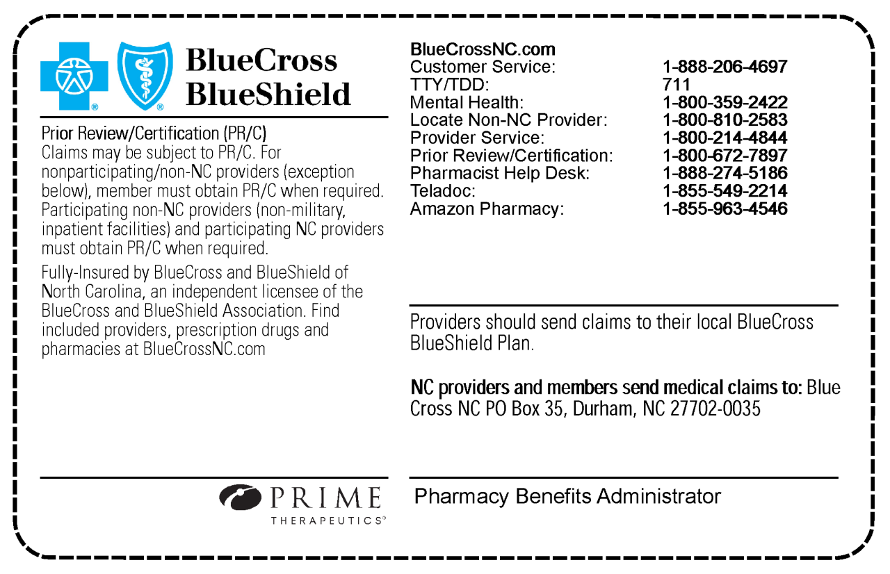 Back of a YEQ prefix Blue Care HMO member ID card